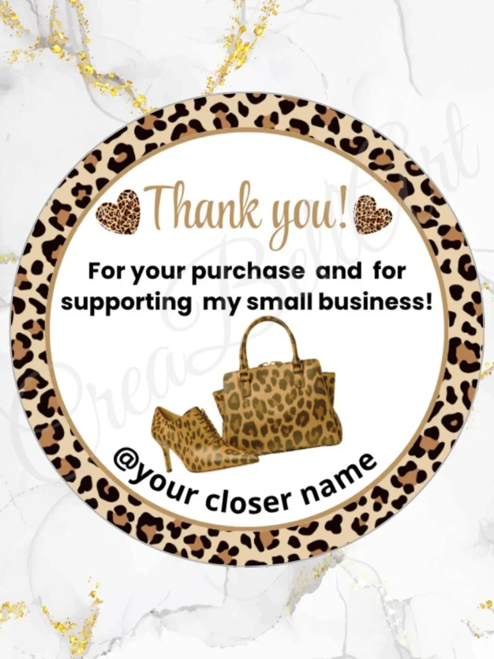 60 Personalized Animal Print Thank You Stickers 2 inch Glossy